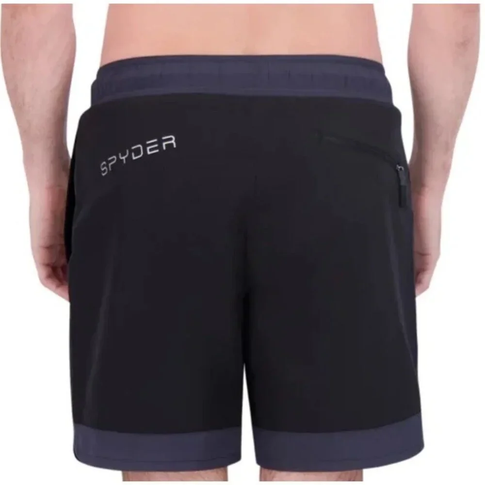Spyder Men's XL Swim Trunk Black Athletic Shorts 7.5
